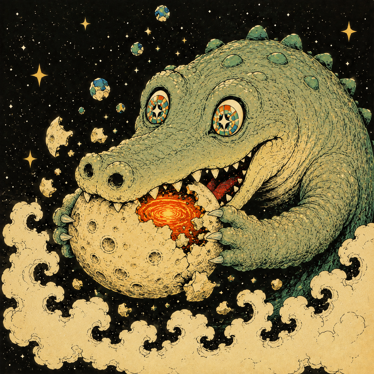 CROCOZMO discovering the glowing core of a moon